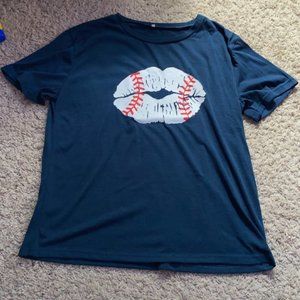 Womens Navy Blue Baseball T-shirt